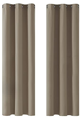 Deconovo Blickdicht Gardinen mit Ösen für Schlafzimmer Thermogardinen Vorhang Blickdicht Thermovorhang Kälteschutz Thermogardine Hitzeschutz dicke Thermovorhang, 229x107cm(HöhexBreite), Taupe, 2er Set