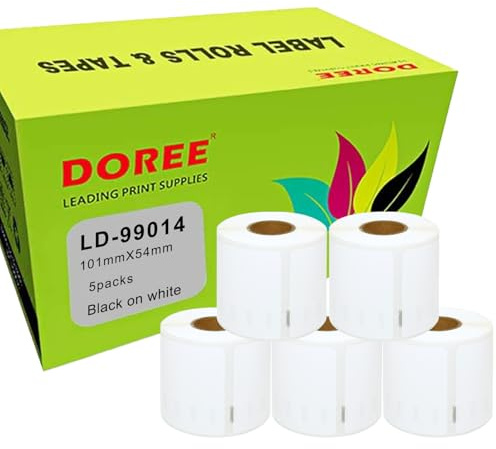 DOREE 99014 S0722430-5 rotoli di etichette per indirizzi da 54 x 101 mm (220 etichette per rotolo), compatibili con Dymo LabelWriter 4XL 450 400 330 320 310 (5 confezioni)