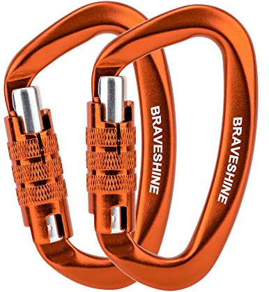 BRAVESHINE 12kN Twist Lock Karabinerhaken groß 80mm stabil | große Karabiner aus 7075 Flugzeugaluminium, belastbar bis 1200kg für Hundeleine, Schaukel, Hängematte, Sonnensegel, 2 Stück