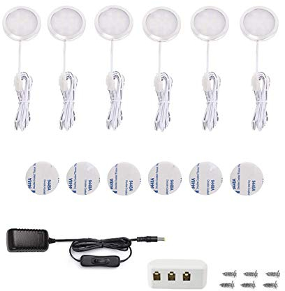 Vlio LED Schrankbeleuchtung 6er Set, LED Unterbauleuchten Warmweiß, Schrankleuchte Vitrinenbeleuchtung 15W 1500LM Küchenlampen für Kabinett Schränke Weinschrank Kleiderschrank Küche