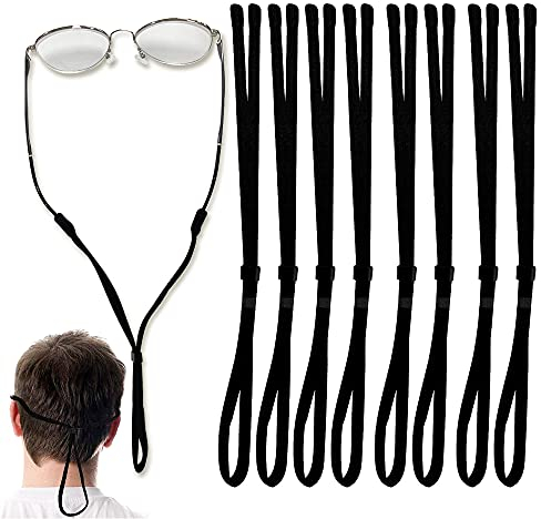 KANOSON Brillenband Sport,8 Stück Verstellbar Brillenbänder Schwimmfähig Sonnenbrillen Lanyard Band mit Schnalle,Rutschfest Brillenschnur/Brillenkordel/Brille Halter für Damen, Herren, Kinder,Schwarz