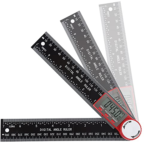 Digital Angle Finder Ruler, 7 Inch/200mm Protractor Angle Measure Tool 360° Inclinometer Goniometer with LCD Display for Woodworking Construction Repairing (Red)