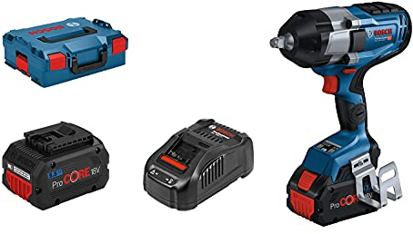 Bosch Professional BITURBO atornillador de impacto a batería GDS 18V-1000 C (par de apriete 1000 Nm, par de arranque 1600 Nm, 2 baterías ProCORE18V 5.5Ah, cargador rápido GAL 1880 CV, en L-BOXX 136)