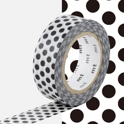 Masking Tape Dekoratives Klebeband mit Punkten - Schwarz - 1,5 cm x 7 m