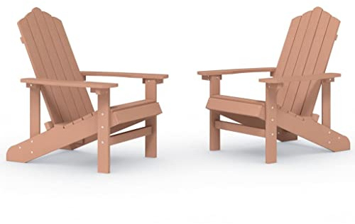 vidaXL 2X Adirondack Gartenstuhl Gartenmöbel Gartensessel Stuhl Terrassenstuhl Balkonstuhl Stühle Gartenstühle Sitzgarnitur HDPE Braun