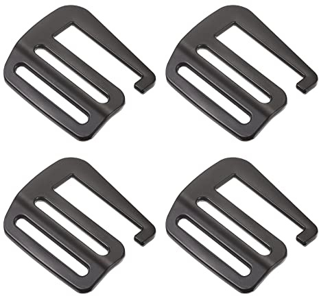 sourcing map Métal G crochue Sangle Boucles, 4Pcs 1.5 38mm G-Crochet Vague Boucle Ajusteur Glissière Boucle pour Sac à dos Sangle Sangle, Mat Noir