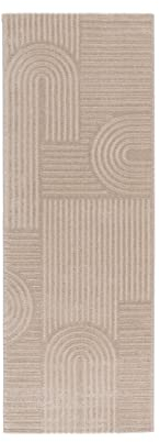 Kurzflor Teppich, Läufer, Wohnzimmer, Boho Geometrisch -Beige - 80cm x 220cm - Moderner Superweicher Teppich