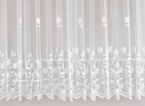 Clever-Kauf-24 Fertiggardine Edel Jacquard Universalband versch. Größen Vorhang Gardine weiß BxH 450x145cm