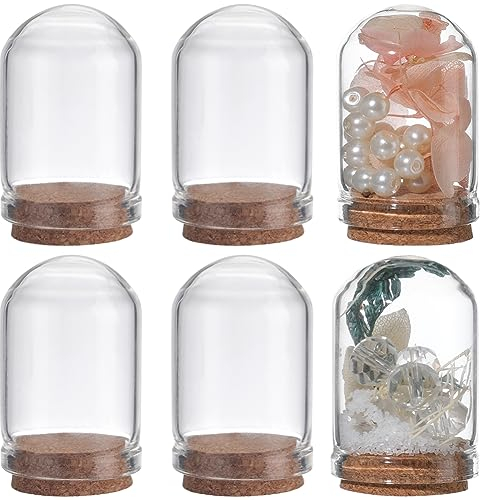 SUNNYCLUE 20Pcs Cloche Bell Jar 8mL Glass Display Dome with Cork Base 1.28 inch Small Clear Bottles Mini Bottles Dome Decorative Jars Display Case for Christmas Home Decor Dried Flowers Party Favor