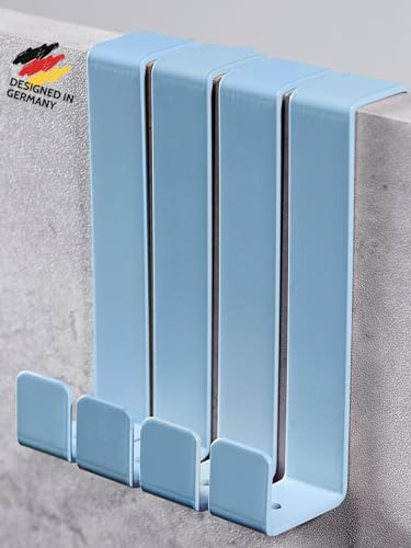 DEKAZIA® 4 Ganci Appendiabiti da Porta blu, Ganci Porta Accappatoio Bagno, Gancio Porta colorato, Attaccapanni Porta, Gancio Appendiabiti, Appendino Porta, Appendini Porta Bambini
