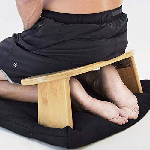 Tragbare Knie-Meditationsbank mit klappbaren Beinen, Perfekter Kniehocker, ergonomische Yoga-Bank aus Bambus für längeres Üben – inklusive Tragetasche