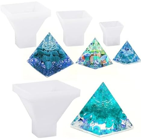 Fahibin 4 pcs Resin Silikonformn Pyramide Schmuck,Pyramid Silikonform,Transparente Epoxidharz Formen,3D Pyramide Form Gießform für Harz Schmuck Herstellung, Kerze, Seifen