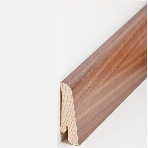 Sockelleiste Echtholzfurnier 20 x 58 x 2500 mm Echtholzfurnier Nussbaum zum Kleben, Clipsen, Schrauben & Nageln Fußleiste furniert by PROVISTON 2.5 Meter | 1 Stück