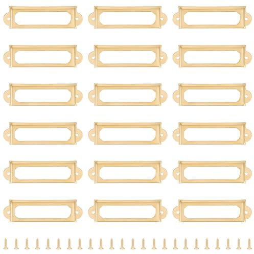 UNICRAFTALE 30 Set 17.5mm Metall Etikettenhalter Rechteckiger Eisenrahmen Namenskartenrahmen Goldener Schubladenetikettenhalter Für Schubladen Aktenregale Und Schubladen Im Büro Und In Der Bibliothek