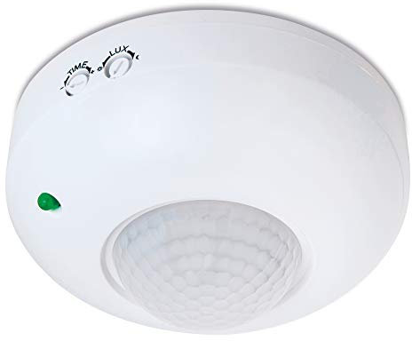 conecto Detector de Movimiento para Exteriores, para LED y lámparas, Montaje en Superficie en el Techo Alcance de detección de 360° 6m, Infrarrojos, IP20, Blanco