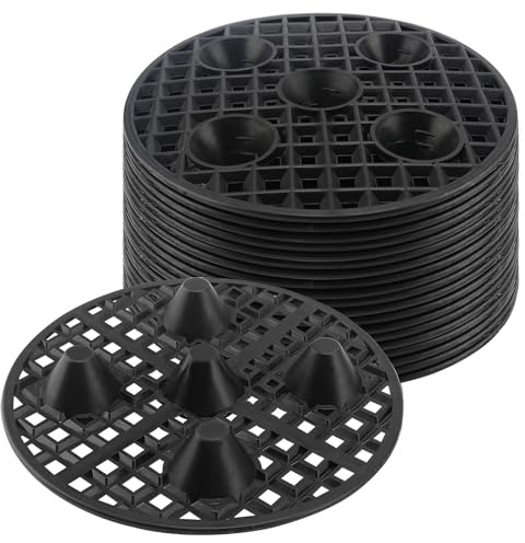 FUNSUEI 20 PCS 20cm/8 Inch Black Plant Level Pot Elevator, Round Plant Flower Pot Holder, Plastic Plant Risers Plant Holder Support Rack for Indoor Outdoor Garden