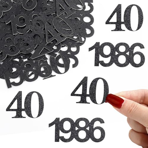 ALEGRE Glitzer Konfetti 40 Geburtstag Deko Groß 3,4-5cm,100 Stk Deko 40 Geburtstag Frau Mann,Streudeko 40. Geburtstage Deko 1986,Tischdeko 40 Geburtstage Männer Frauen,Geburtstagsdeko 40 Luftschlangen