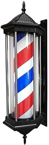 Poste de luz para barbería, 78 cm, retro, luz LED para barbería, letrero de peluquería con iluminación giratoria, tiras LED rojas, blancas y azules, lámpara de pared impermeable, lámpara para pos