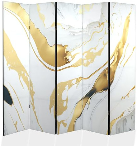 framed concept – paravent en Bois 5 Panneaux 225 x 172 cm, Impression sur Une Seule Face, cloison de séparation décorative