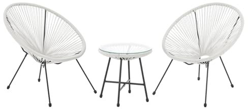 SVITA Bali Balkon-Möbel 3-TLG. Polyrattan Lounge-Set Balkon-Set Terracotta Weiß