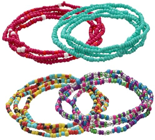 LIGIGWASH 4st Elastic Waist Beads Belly Chain Färgglada Handgjorda Smycken För Bikinis Badkläder Och Sommarkläder Hållbara Och Trendiga Midjeband För Fest Och Strand