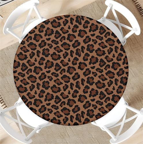 artslion rund utomhusbordsduk med elastiskt band 36 i-90 cm elastisk trädgårdsduk med leopardtryck mönster