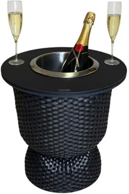 COOTAB COOLER TABLE Beistelltisch Paris mit Kühlfunktion & integriertem Edelstahl-Getränkekühler | 2-in-1 Outdoor Loungetisch für Garten, Terrasse & Balkon | wetterfest & UV-beständig | schwarz
