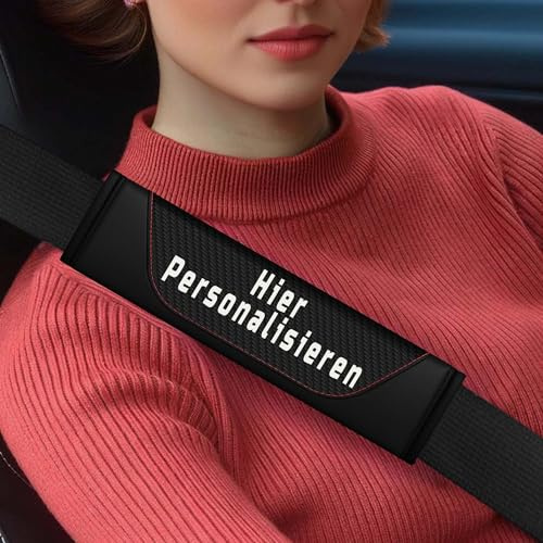 Personalisiertes Gurtpolster Auto aus Kohlefaser – Individualisierbares Weiches Sicherheitsgurt Polster & Schulterpolster für Kinder, Damen & Erwachsene – Universeller Gurtschoner Auto für SUV & Truck