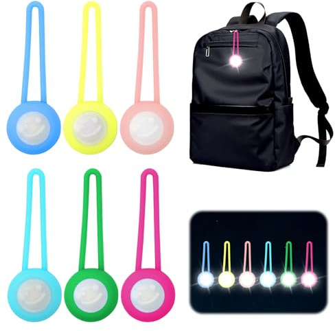 RANJIMA Cartable à LED clignotante, 6 pièces, lumière de sécurité avec 3 modes d'éclairage, réflecteurs LED, clignotant, cartable, réflecteur, remorque pour enfants, animaux domestiques, jogging, sac