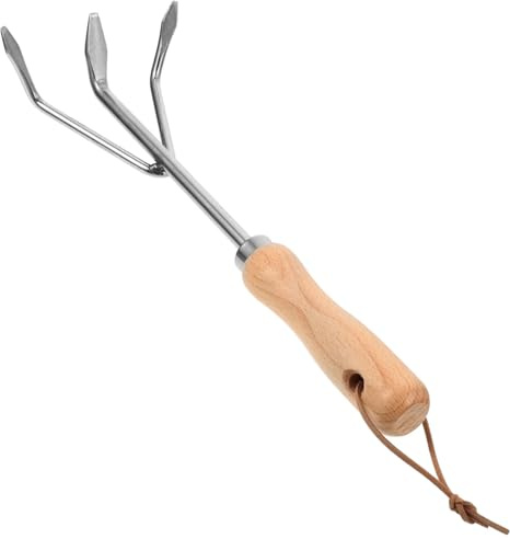 Mikikit Rastrillo de Jardín Acero Inoxidable Pequeño Multiusos para Plantar Deshierbar Herramientas Ligeras Portátiles