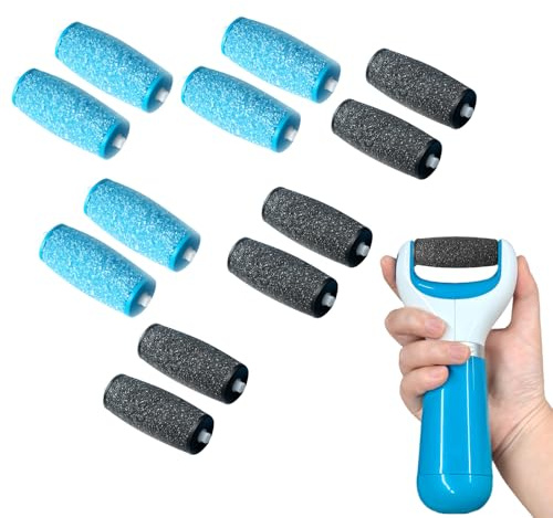 SUNNIFLY 12 Stück Hornhautentferner Ersatzrollen für Scholl Velvet Smooth, zur Entfernung von Hornhaut und Schwielen für eine effektive Fußpflege, Grobe und Mittelgrobe Ersatzköpfen