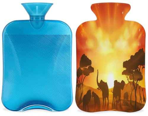 Borsa dell'acqua calda con coperchio, 2 l, per alleviare il dolore, collo morbido e spalle, mani e piedi, impacco caldo e freddo, per adulti e bambini