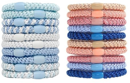UCFBWO 20 stycken hårsnoddar för kvinnor, hårsnoddar flickor, elastiskt flätat gummi, hårgummiarmband för kvinnor/flickor, tjockt och lockigt hår