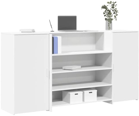 Festnight Mostrador de Recepción, Mueble Recepción Blanco, Mostrador de Tienda, Mostrador de Venta, Mueble de Recepción de Oficina, 200 x 50 x 103.5 cm