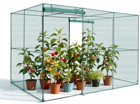 VEVOR Jaula Protectora para Cultivos, con Puerta con Cremallera, Resistente al Viento, Cubierta para Bancales Elevados de Exterior, para Jardín, Patio o Césped, 2900 x 1940 x 1940 mm, Color Verde