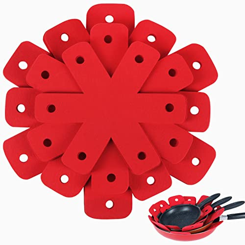 BYKITCHEN Pan Protectors for Stacking, Red, 8 Count