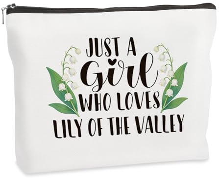 WRNZL Lily of The Valley Gifts for Women Girls Funny Lily of The Valley Lovers Themed Accessories Flower Makeup Bag for Birthday Mothers Day Christmas Valentines Stocking Fillers Thoughtful Presents