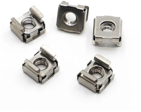 2–5 Stück M4 M5 M6 M8 M10 Farbe Zink/Nickel/Edelstahl 304, quadratisch, elastisch, für Rackmontage, Serverschrank, Regalclip, schwimmende Käfigmutter(304 Stainless Steel,M6 5pcs)