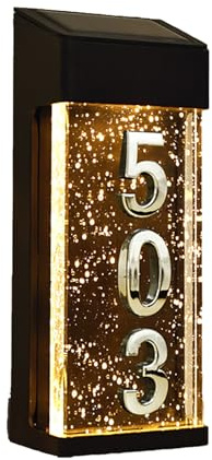 Numéro de maison LED solaire pour l’extérieur, plaque d’adresse en verre dépoli illuminée, chiffres et lettres 3D personnalisés, adaptés aux murs extérieurs de la maison et du garage