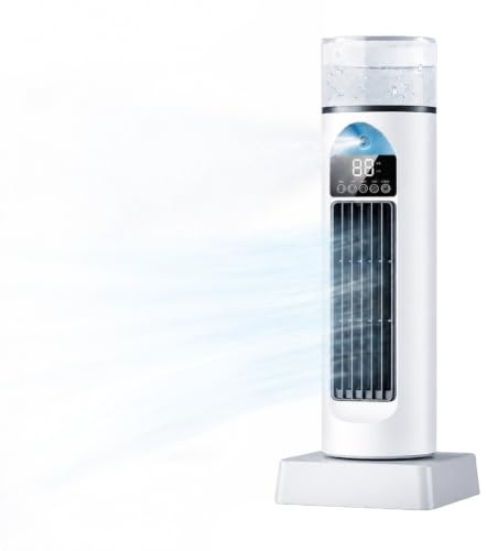 Silent Tower Fan, Room Cooler Fan Portable Tower AC Air Conditioner - 6 Speeds Quiet Oscillating Bladeless Cooler With Remote For Bedroom Living Room Office RV