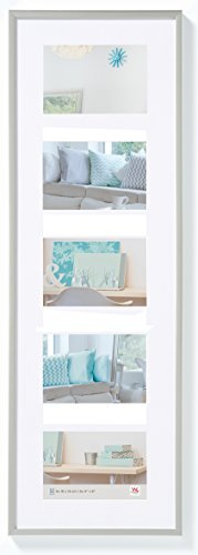 walther design Cadre Photo Argent 5X 10x15 cm galerie avec Passe-Partout, Cadre Plastique New Lifestyle KV515S