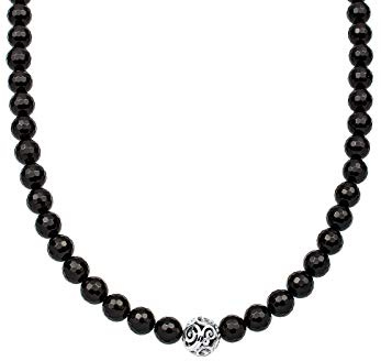 Elli Damen-Halskette Ornament Edelsteinkette 925 Silber Onyx schwarz - 0103240215