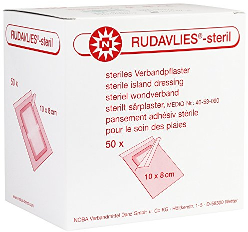 Noba Rudavlies, steriles Verbandpflaster, Wundverband, Pflaster, 10x8cm, 50 St