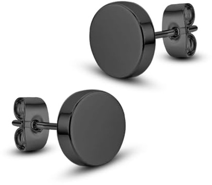 Soul-Cats 1 Paar Ohrstecker Ohrringe rund Edelstahl schwarz silber