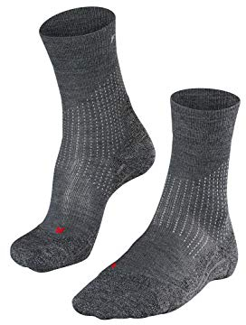 FALKE Herren Laufsocken Stabilizing Wool, Wolle, 1 Paar, Grau (Asphalt Melange 3180), 44-45