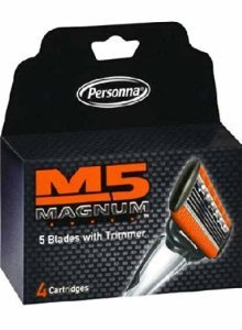 M5 Magnum razor Blades with Trimmer, 6 pack by Personna