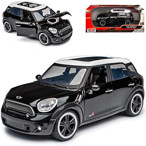 Motormax Mini Cooper S Countryman SUV Schwarz Weiss Dach Ab 2010 1/24 Modell Auto mit individiuellem Wunschkennzeichen