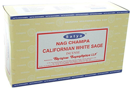 Satya Nag Champa ( CALIFORNIAN WHITE SAGE ) Incense Sticks 12 Packsx 15g