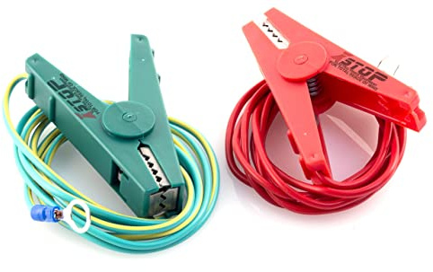 X-Stop Pair of Electric Fence Connection Cable Earth and Fence with Crocodile Clips