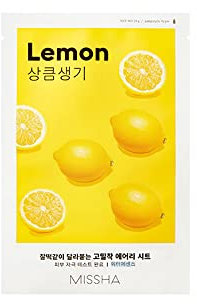 MISSHA - Mascarilla Facial Airy Fit Sheet Mask Limón Water Type | Hidratación Ligera y Refrescante | Propiedades Revitalizantes y Aclarantes | Para Piel Radiante, 1 Unidad